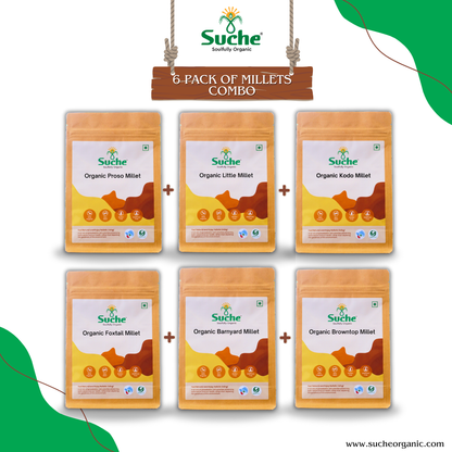 Organic Millets Combo Pack Of 6(Barnyard,Proso,Kodo,Little,Browntop,Foxtail)