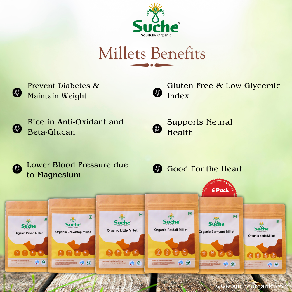 Organic Millets Combo Pack Of 6(Barnyard,Proso,Kodo,Little,Browntop,Foxtail)